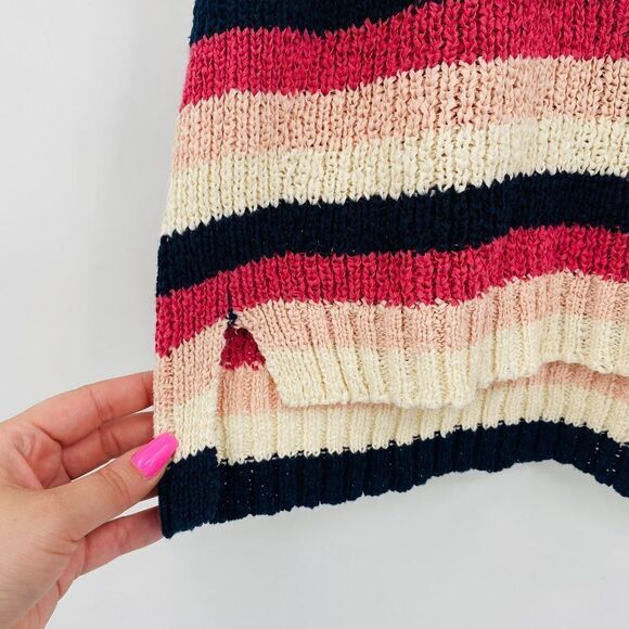 J. Crew Size Small Blue & Pink Point Sur Sweater Halter Tank Top in Stripe - Picture 7 of 9